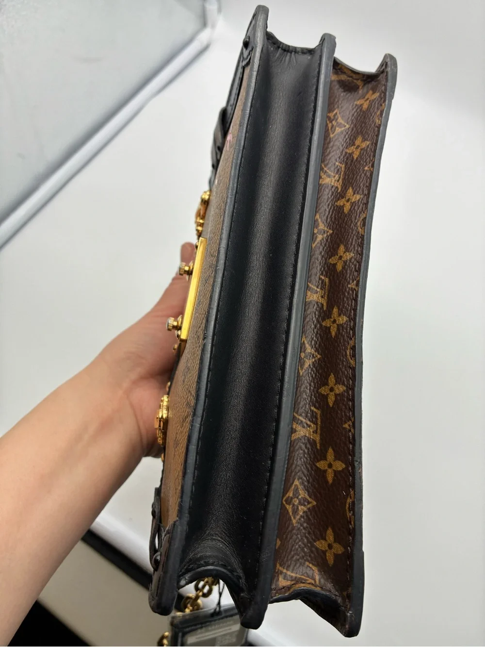 Louis Vuitton Brown reverse Monogram Trunk clutch crossbody  Bag with COA